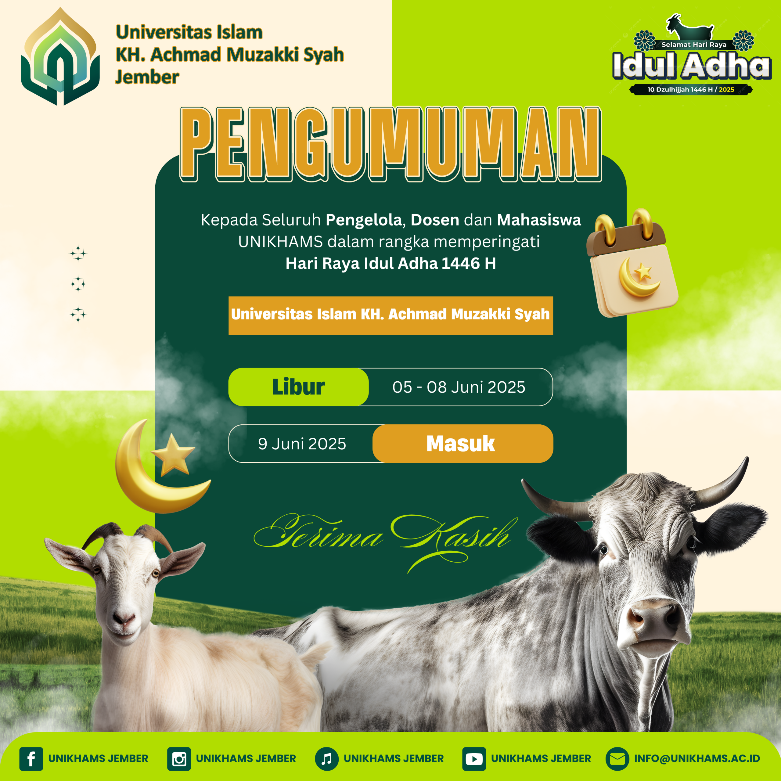 Ucapan Pengumuman Libur